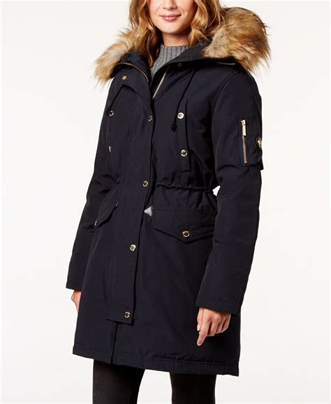 women's down parka with faux fur reversible michael michael kors|Faux Fur Trim Woven Parka .